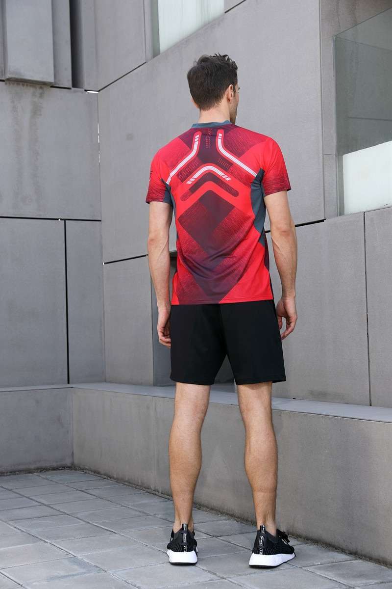 2018 High Quality Sexy Red Running Sport Quick Dry Breathable Badminton Shirt Women Men Table Tennis 4
