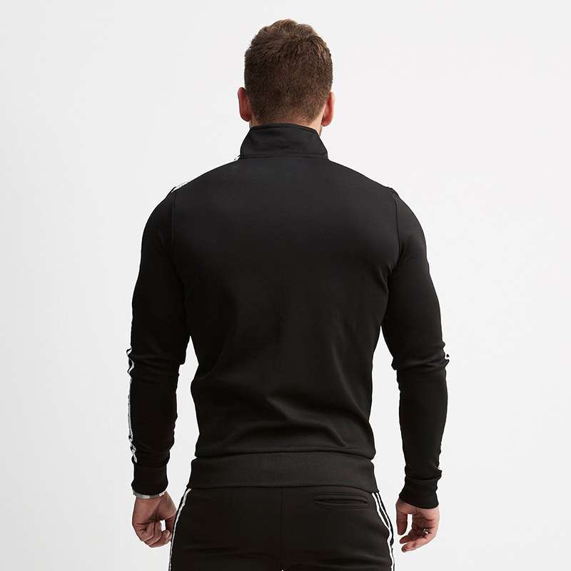 Brand Running Jacket Men Sports Fitness Long Sleeves Hooded Sweatshirts Striped Zipper Hoodies Men Gym Training 4