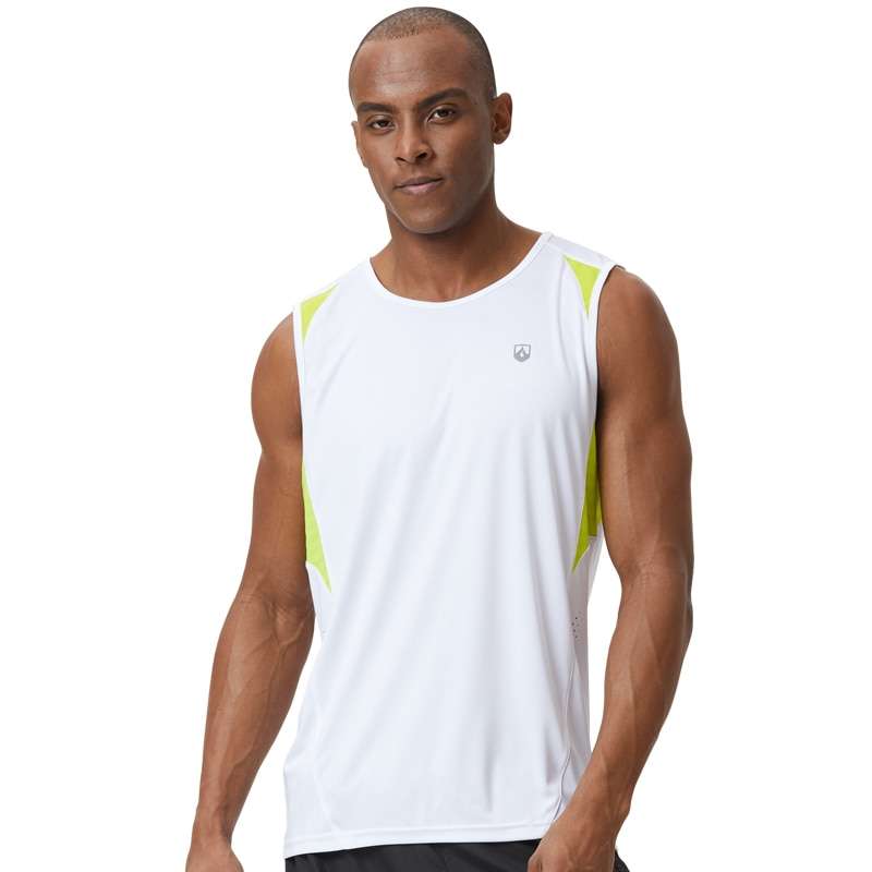 High visibility reflective fluorescent sleeveless running man training vests dry fit tank top men running vest 1