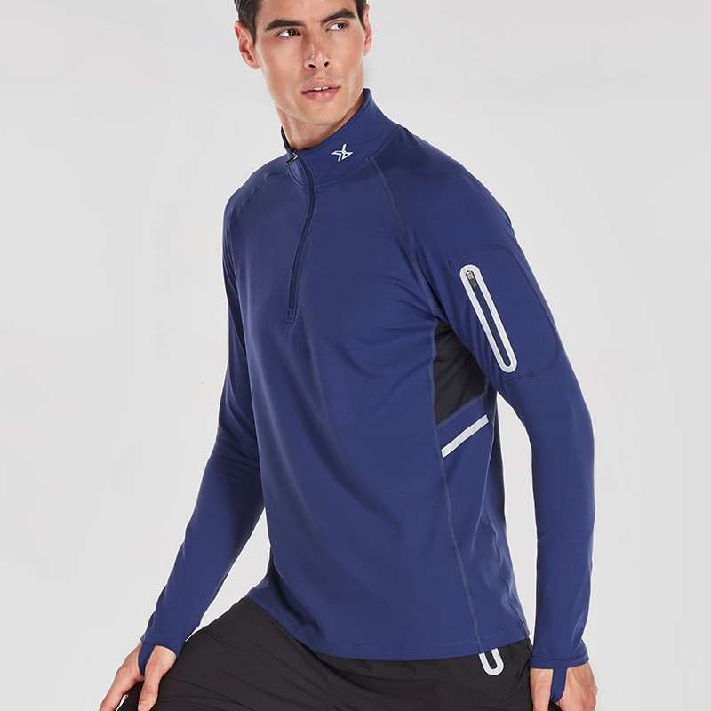 Men Running Jackets Pullover Fitness Sportswear Night Reflective Long Sleeve Sports T shirt Outdoor Sports Training 4