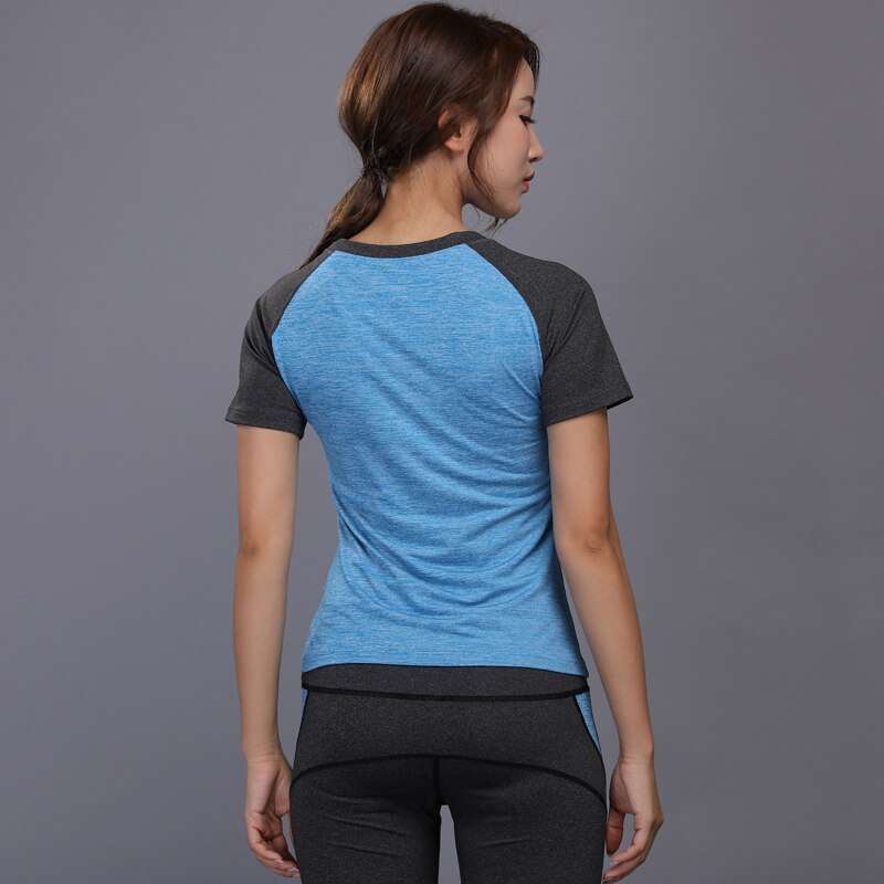 New Women Running Shirt Sexy Quick Dry Yoga Clothing Fitness Sport Shirt Short Sleeve Breathable Workout 5