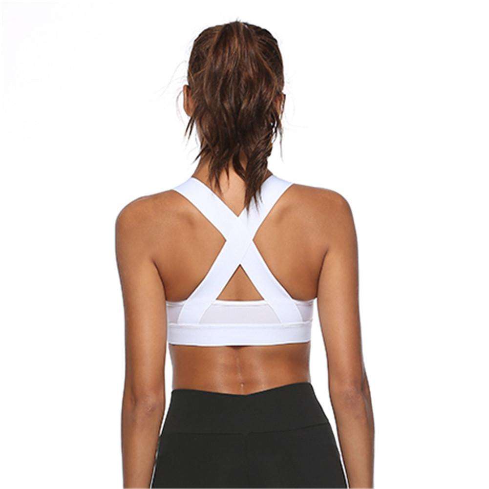 Women Sports Bra Top For Fitness Yoga Cross Strap Gym Running Padded Vest Shockproof Athletic Underwear 2