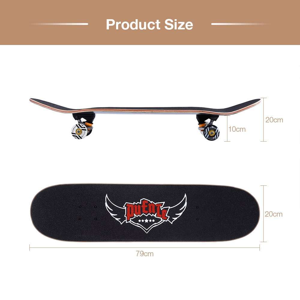 1 PUENTE 608 Skate board ABEC 9 Adult Four wheel Double Snubby Maple Skateboard With 7 layer