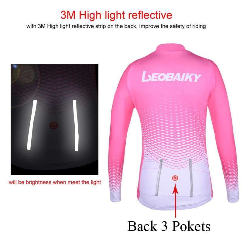 LEOBAIKY Pro Team Cycling Jersey Set Long Sleeve Winter Thermal Fleece Bicycle Clothes Women Bike Clothing 3