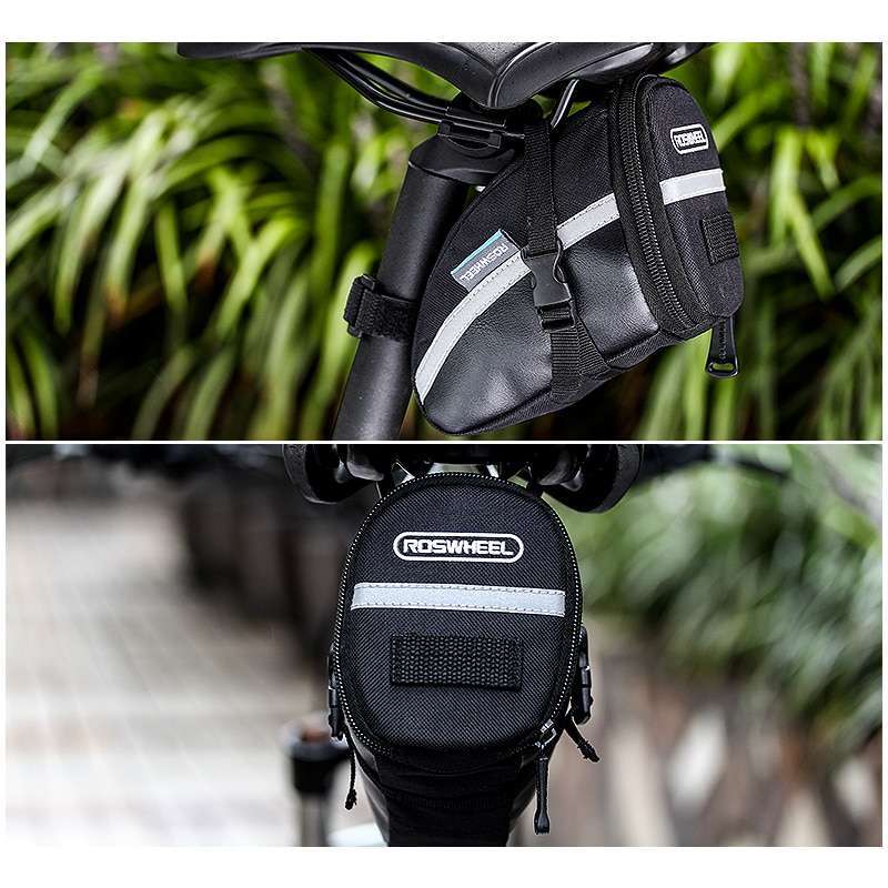 ROSWHEEL 1 2L Portable Waterproof Bike Saddle Bag Cycling Seat Pouch Bicycle Tail bags Rear Pannier 3