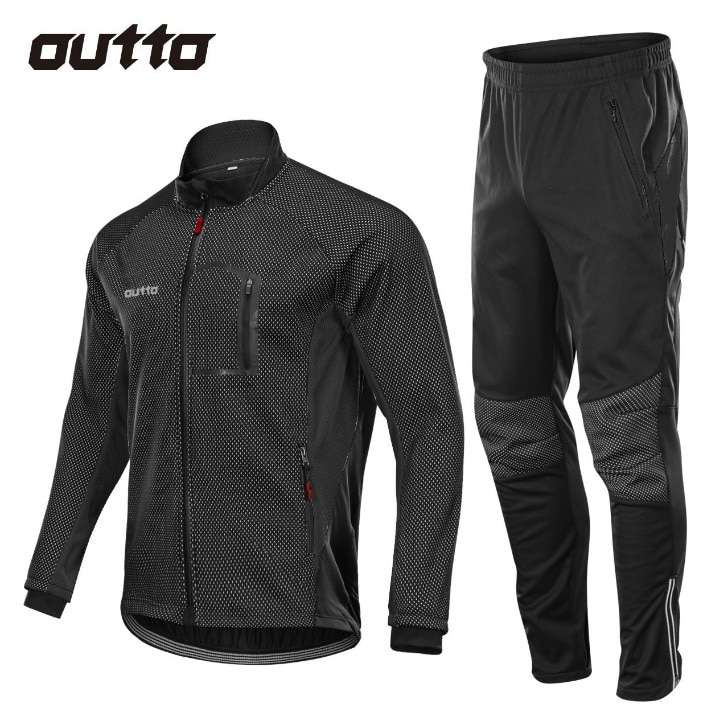 Winter Warm Fleece Riding Jacket And Pant Windproof Thermal Outdoor Sportswear Waterproof Man Racing Bicycle Cycling 3