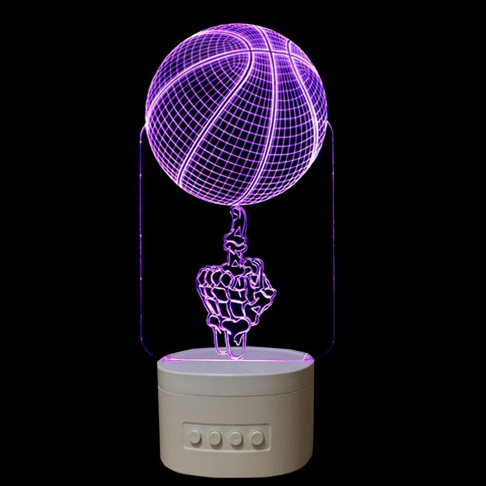 Fingertip Basketball 3D 5-Color LED Lamp Bluetooth Speaker
