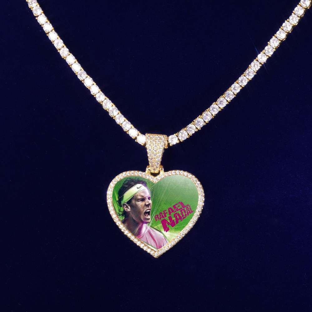 Rafael Nadal Heart Shaped Zircon Copper Necklaces