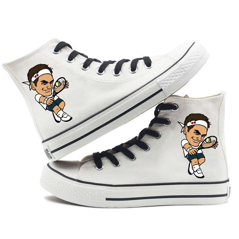 Roger Federer High Top Comic Canvas Shoes