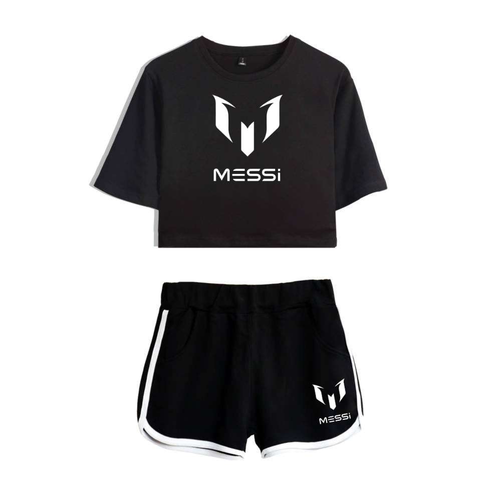 Messi Womens Crop Tshirt Skirt Summer Sets