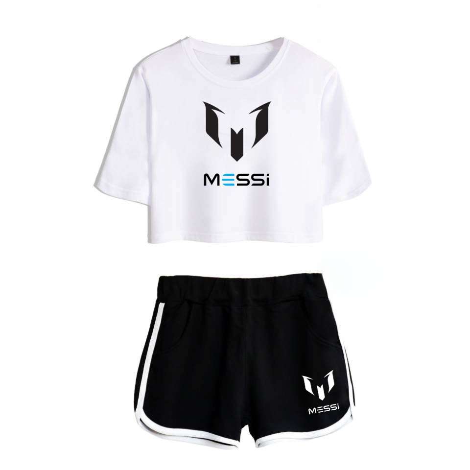 Messi Womens Crop Tshirt Skirt Summer Sets