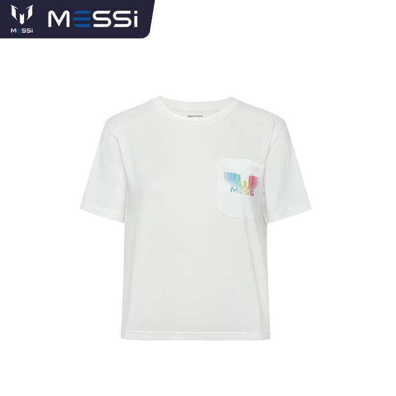 Messi Womens Loose Rainbow Pocket Short Sleeve T shirt