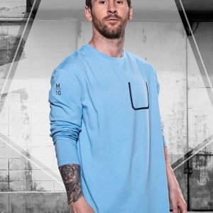 Messi Mens Striped Long sleeved cotton T shirts