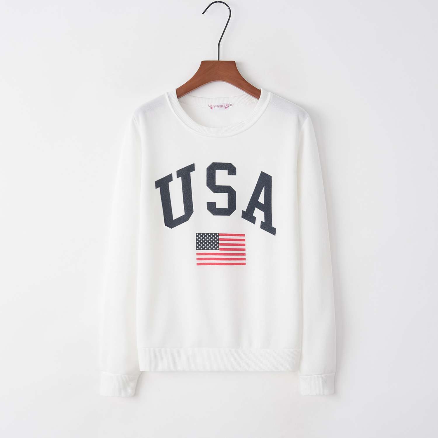 USA Flag Round Neck Loose Pullovers
