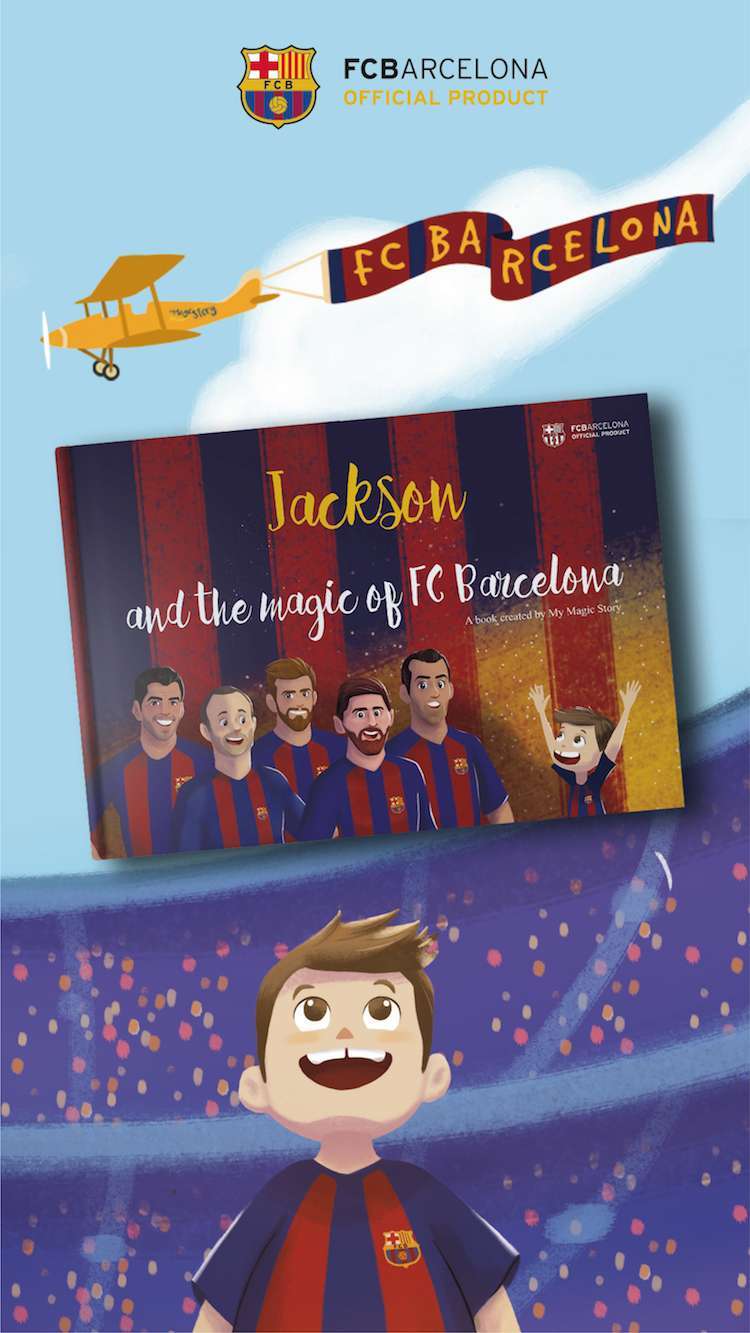 Barça Children’s Cartoon Picture Book With Custom Name