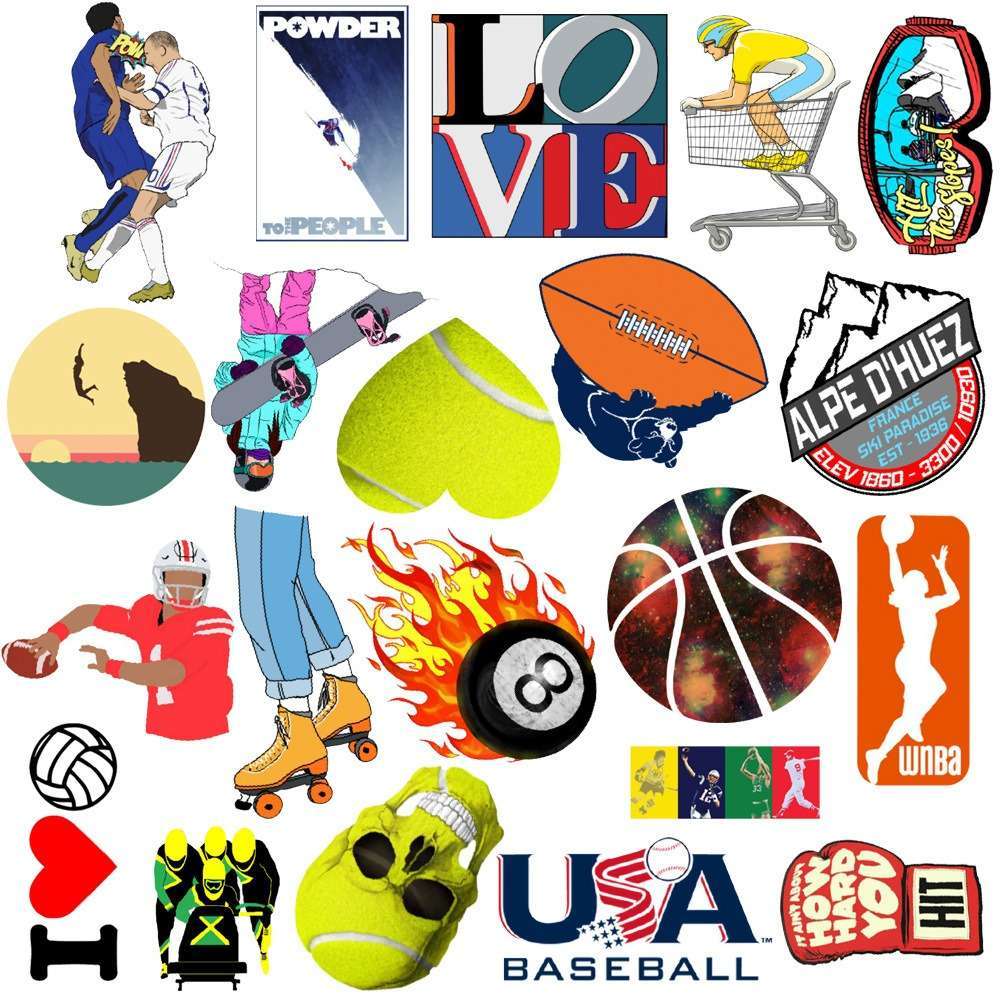 Mixed Sports 50 Pcs Set PVC Stickers