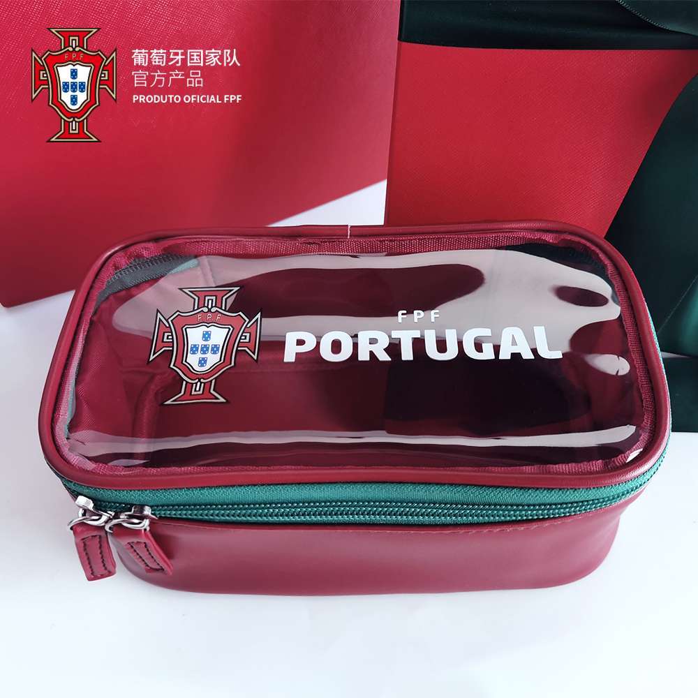 Portugal National Team Official Large Capacity Classic Red And Green PU Cosmetic Bag