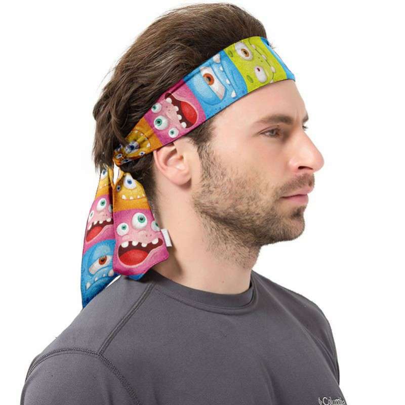 Funny Face Printed Sports Headbands For Men Tennis Fitness Workout Anti Slip Hair Band Outdoor Cycling 1