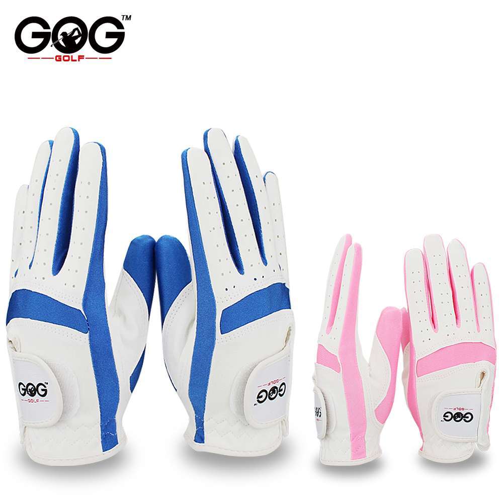 1 Pair Golf Gloves For Kids Left Right Hand Glove Breathable Soft Fabric Blue Pink Child