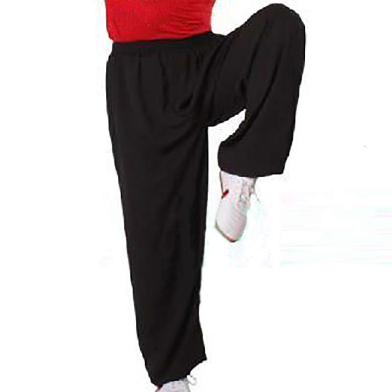 95-185cm Men Women Black Cotton Taekwondo Pants Tai Chi Martial Arts Training Trousers Chinese Kung Fu Karate Judo Fitness Pants
