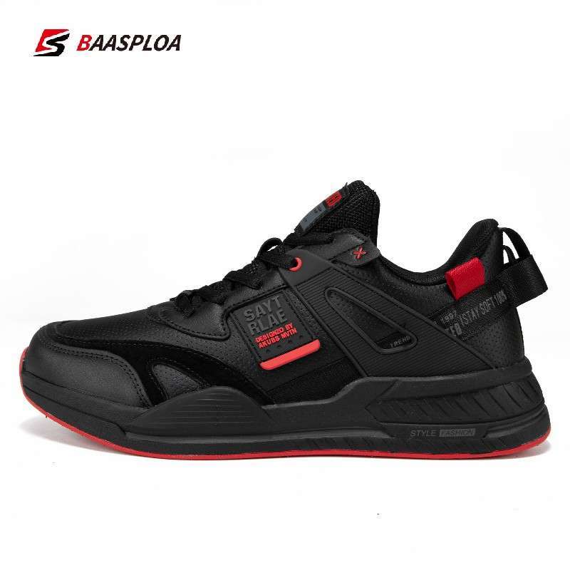 Baasploa 2021 New Design Men Waterproof Sneakers Fashion Lightweight Casual Non slip Walking Shoes Leather Male