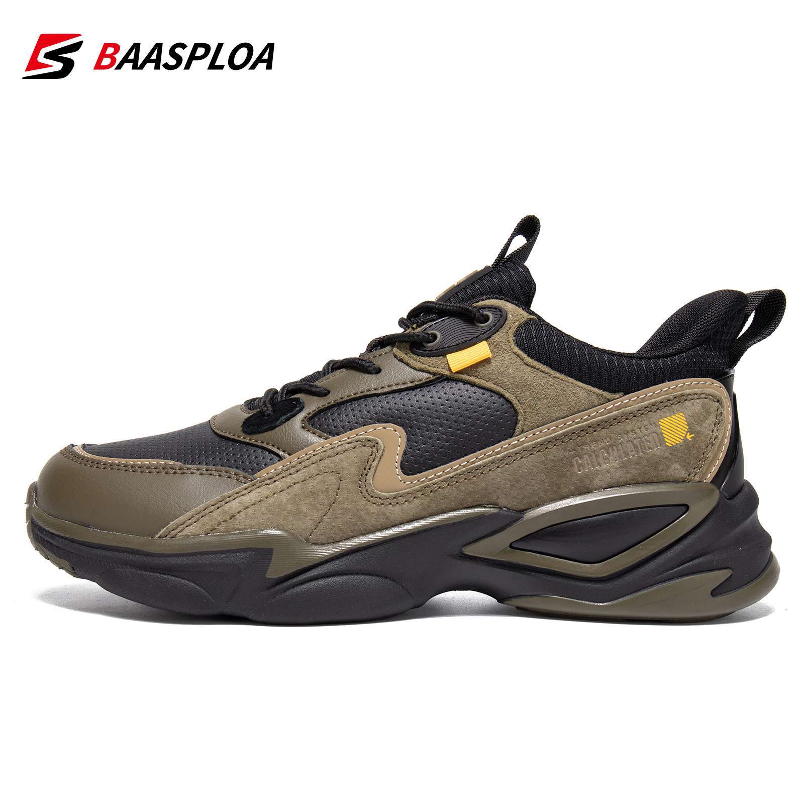 Baasploa 2022 New Men Lightweight Running Shoes Comfortable Casual Walking Shoes Non slip Male Leather Sneakers 2
