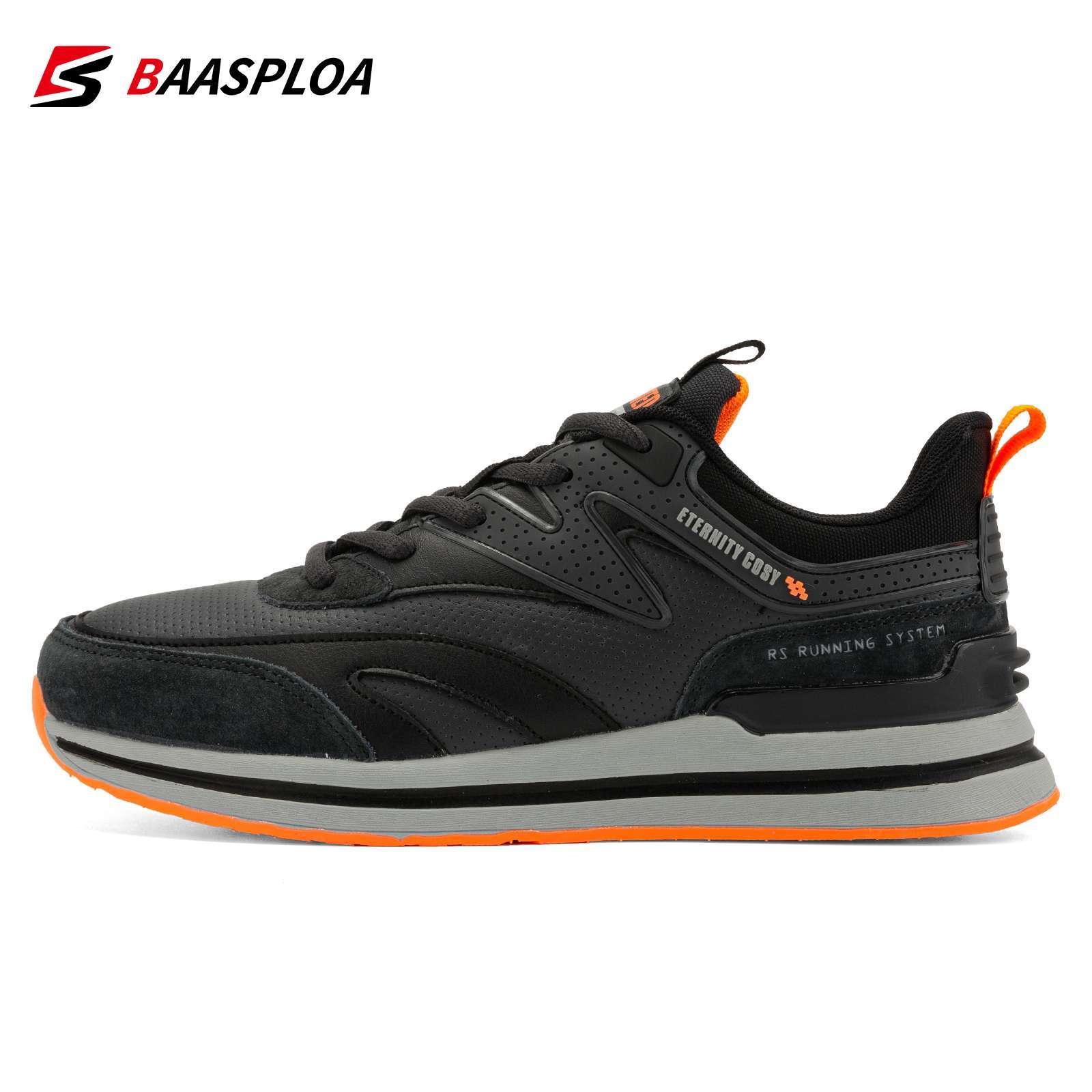 Baasploa New Men Leather Sneakers Lightweight Non slip Walking Shoes Fashion Male Casual Comfortable Lace Up 1