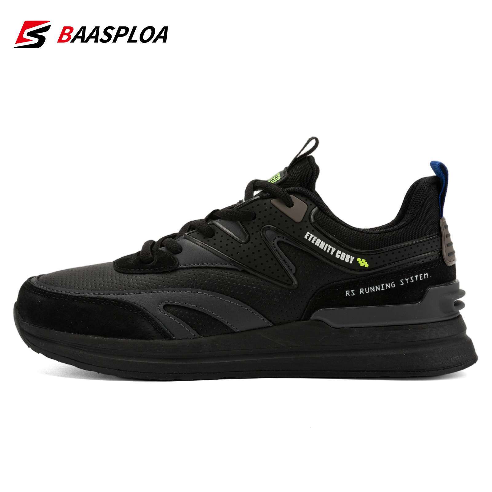Baasploa New Men Leather Sneakers Lightweight Non slip Walking Shoes Fashion Male Casual Comfortable Lace Up 2