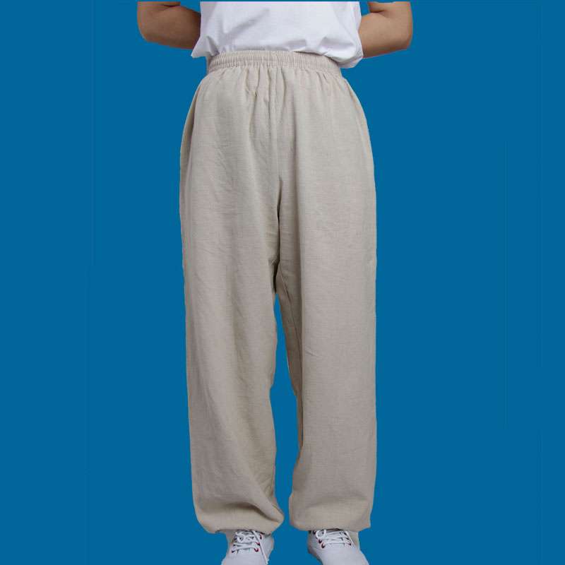 Breathable Cotton Linen Tai Chi Pants Chinese Martial Art KungFu Trousers Unisex Loose Taekwondo Judo Karate 2