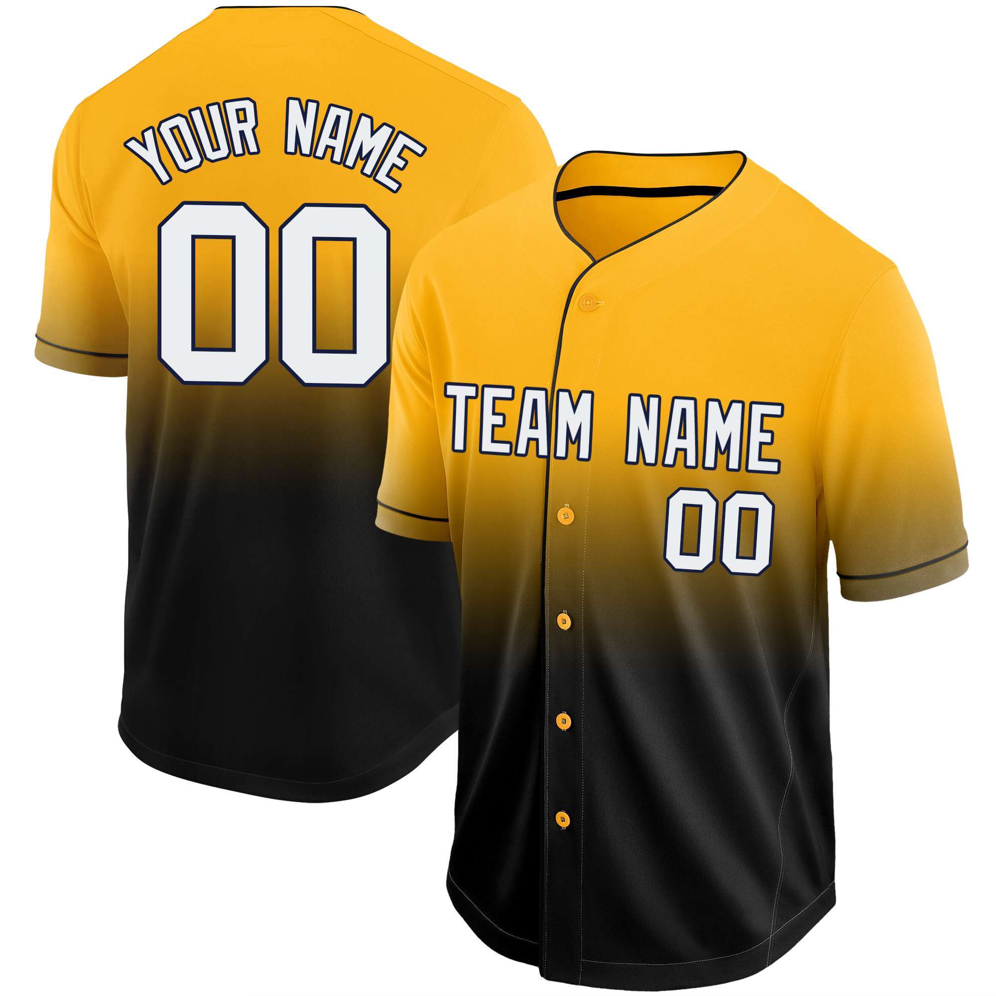 Custom Baseball Jersey Short Sleeve Cardigan Softball Sport Shirt Jersey Gradient Color Printing Design Team Name 2
