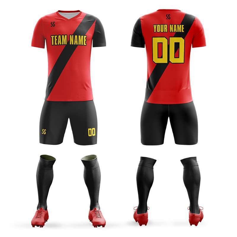 Free Design Custom Soccer Jersey Sets College Students Soccer Game Training Suit Printing Team Name Number 5