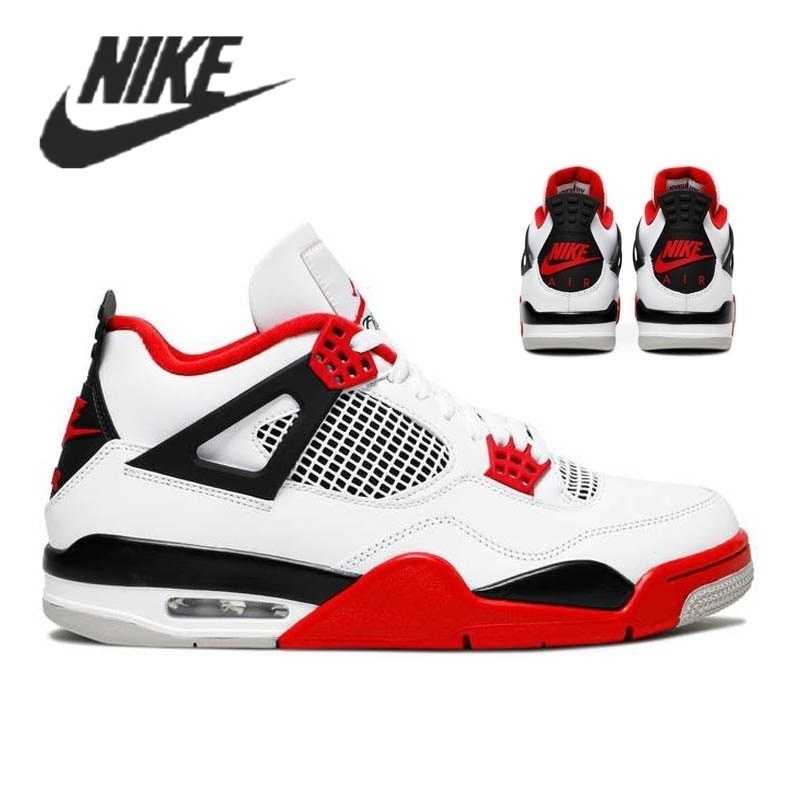 Originals Nike Air Jordan 4 Retro Men Basketball Shoes Fire Red Metallic Bred Cactus Jack Toro Bravo Black Cat Sports Sneakers