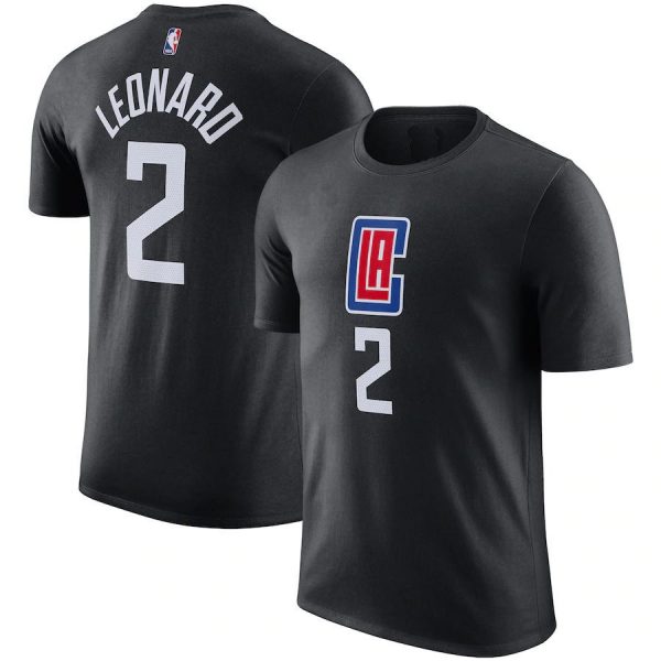 Kawhi Leonard N2 LA Clippers NBA Basketball Black White Performance T-Shirt