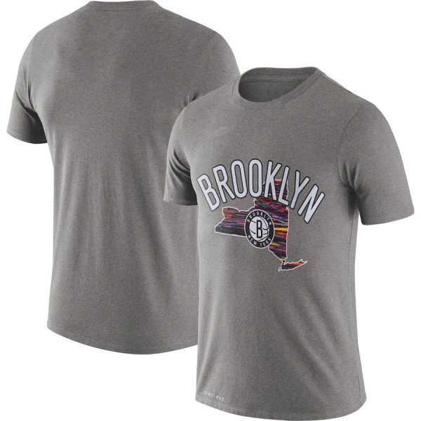 Brooklyn Nets Map NBA Basketball Grey T-Shirt