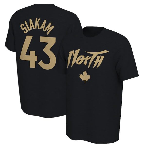 Pascal Siakam N43 Toronto Raptors North NBA Basketball Black Beige T-Shirt
