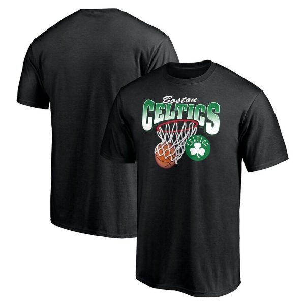 Boston Celtics NBA Basketball Design Black T-Shirt