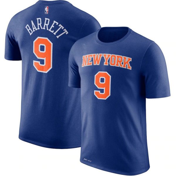 RJ Barrett N9 New York Knicks NBA Basketball Blue Performance T-Shirt