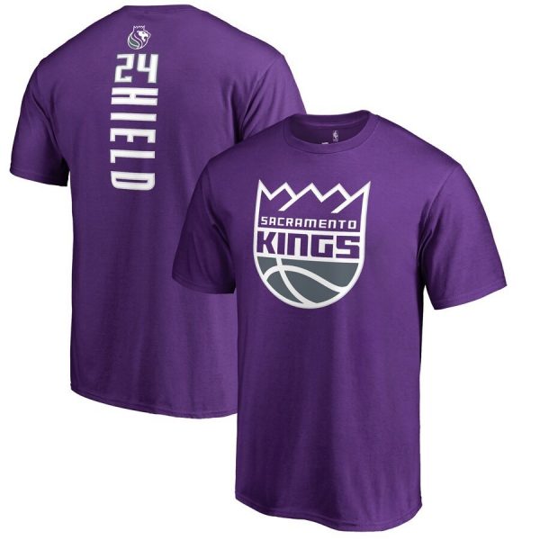 Hield N24 Sacramento Kings SAC NBA Team Basketball Purple T-Shirt