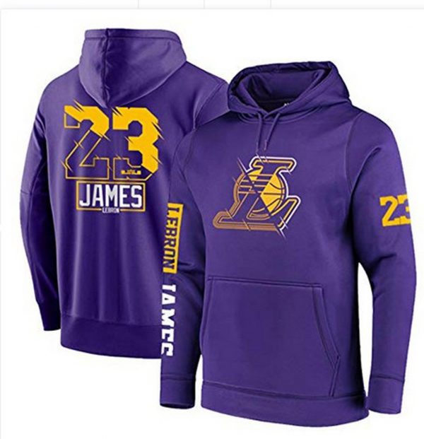 Lebron James N23 LA Lakers NBA Basketball Purple Sweatshirt Hoodie