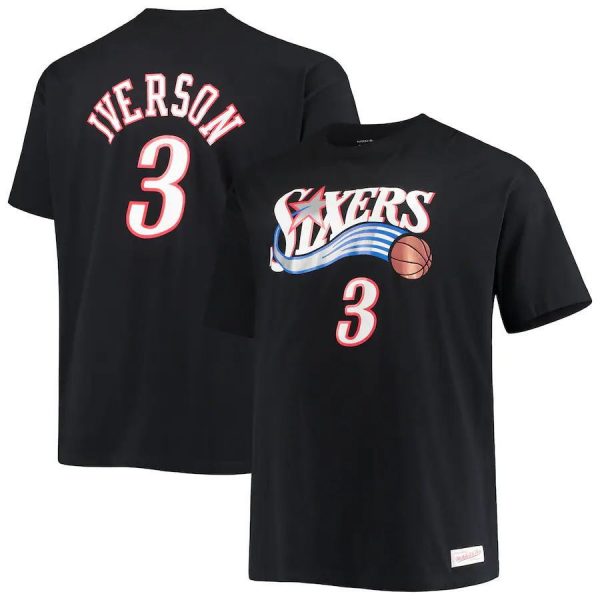 Iverson N3 Sixers Philadelphia 76ers NBA Team Black T-Shirt