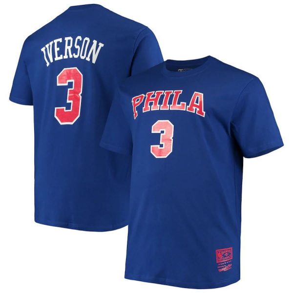 Allen Iverson N3 Philadelphia 76ers NBA Basketball Blue T-Shirt