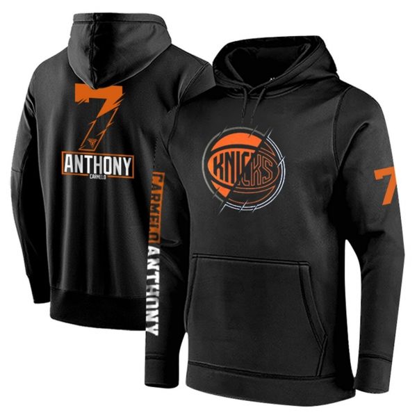 Anthony N7 New York Knicks NBA Basketball Black Orange Sweatshirt Hoodie