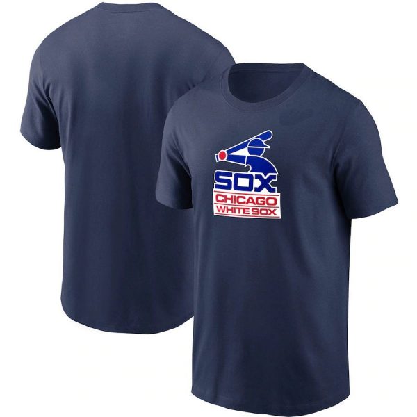 Chicago White Sox MLB Baseball Blue Red Design Short Sleeved T-Shirt