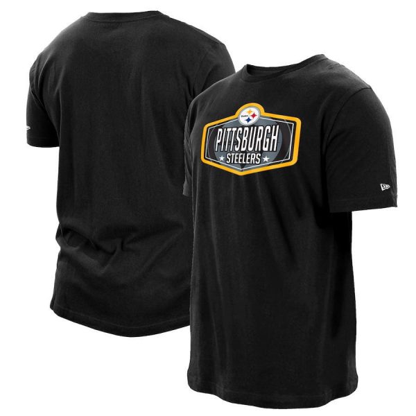Pittsburgh Steelers Hexagon Design NFL Team Black Short Sleeve T-Shirt