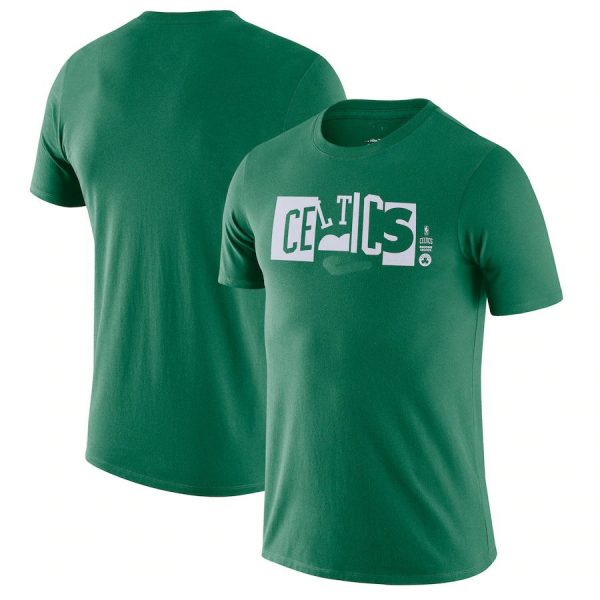 Boston Celtics NBA Letter Blocks Design Green Short Sleeve T-Shirt
