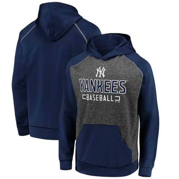 New York Yankees MLB Baseball Team Color Block Navy Grey Sweatshirt Hoodie