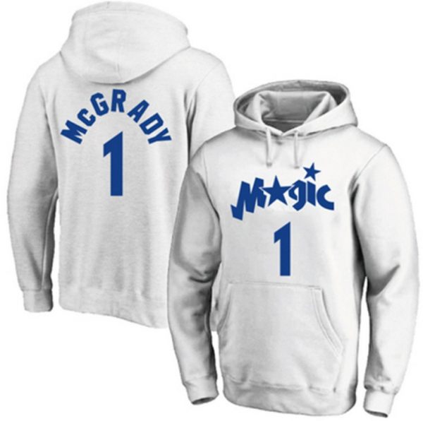 McGrady N1 Orlando Magic Basketball NBA White Blue Sweatshirt Hoodie