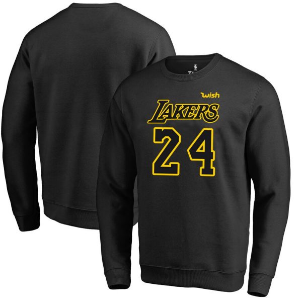 LA Lakers 24 NBA Basketball Black Yellow Pullover Sweatshirt