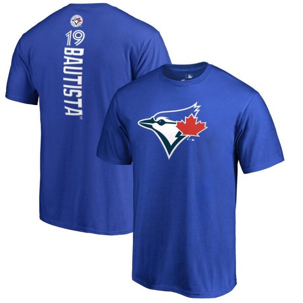 Bautista 19 Toronto Blue Jays MLB Baseball Blue White Short Sleeved T-Shirt