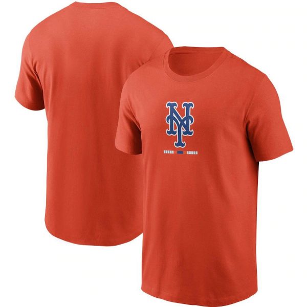 New York Mets NY Logo MLB Baseball Team Orange Short Sleeved T-Shirt